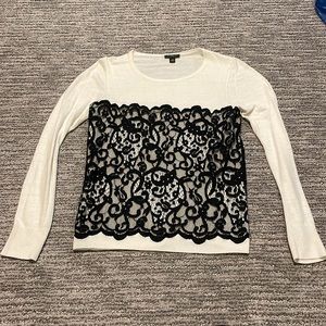 Ann Taylor Cream/Black lace Sweater Size SP